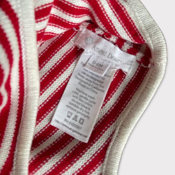 Baby Unisex Red & White Striped Beanie Toque w/ Bobble | Sz 0-6M Cozy & Festive - Picture 3 of 3